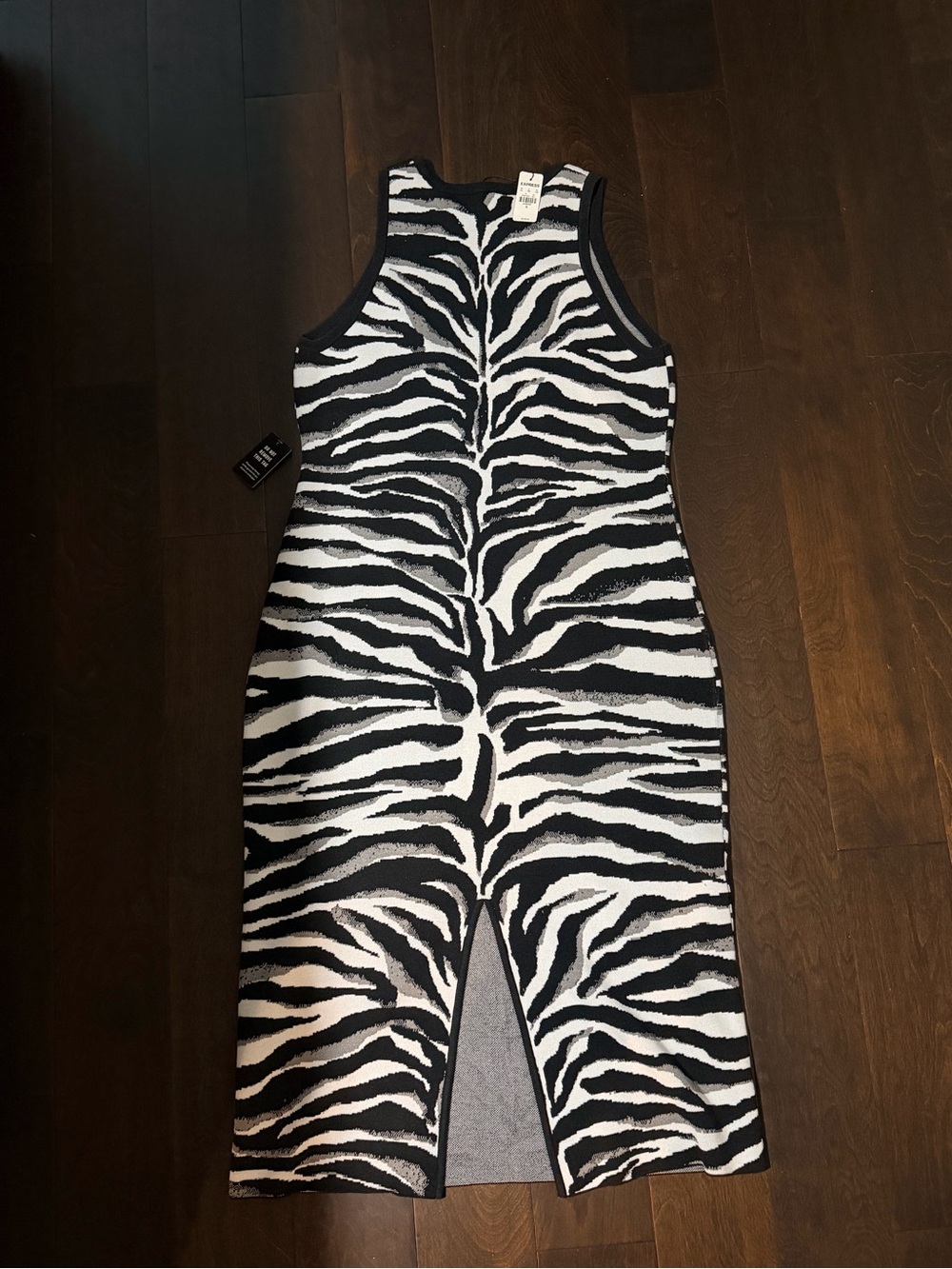 NWT- Express Black and White Zebra Print Midi Dress (Size XL) - Picture 2 of 6